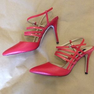 WHBM Snake Skin Pink Heels